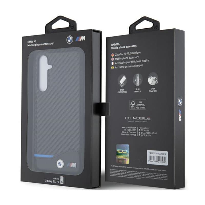 BMW Leather Carbon Blue Line - Samsung Galaxy S23 FE Case (black) 7