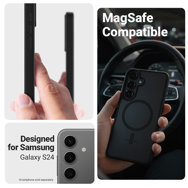 Crong Hybrid Matte Magnetic - MagSafe Case Samsung Galaxy S24 (Black) 4