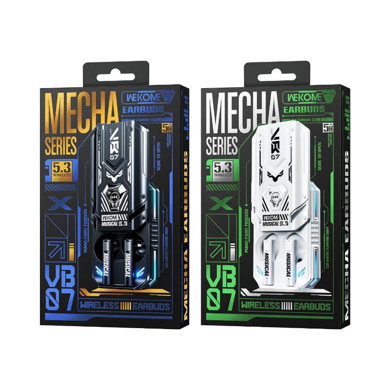 WEKOME VB07 Mecha Series - Bluetooth V5.3 TWS wireless headphones with charging case (White) 8