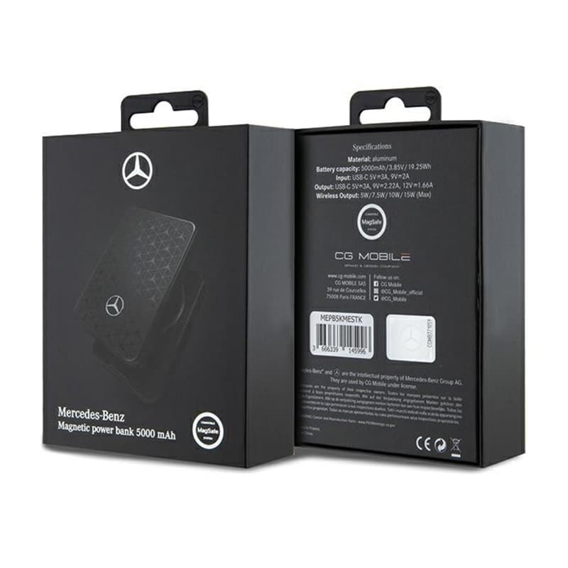 Mercedes Stars Pattern MagSafe - Power Bank inductive 5000 mAh 15W MagSafe (black) 5