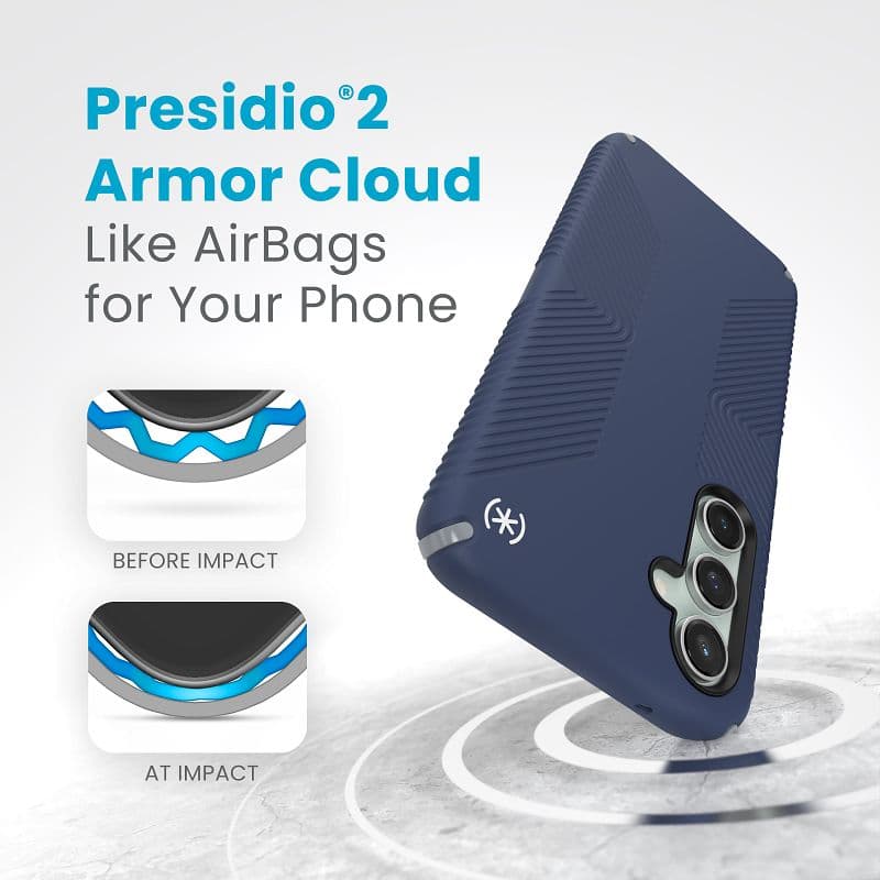 Speck Presidio2 Grip - Samsung Galaxy S23 FE Case (Coastal Blue/Black/White) 3