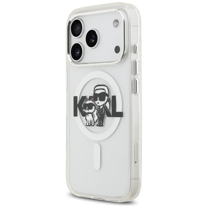 Karl Lagerfeld IML Glitter Karl & Choupette Sketch Logo MagSafe - Case for iPhone 17 Pro (transparent) 2