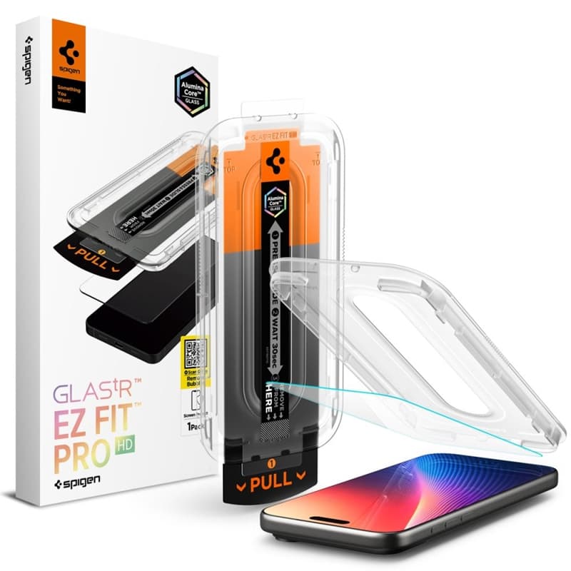 Spigen GLAS.TR EZ Fit Pro - Tempered Glass for iPhone 17 / 17 Pro / 16 Pro