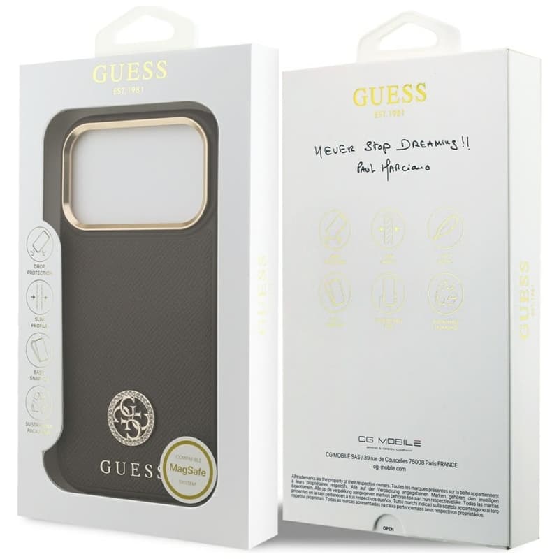 Guess Grained Strass Logo MagSafe - Case iPhone 17 Pro (brown) 8