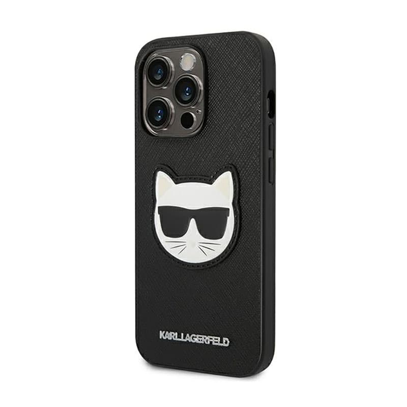 Karl Lagerfeld Saffiano Choupette Head Patch Case - Case for iPhone 14 Pro (Black) 2