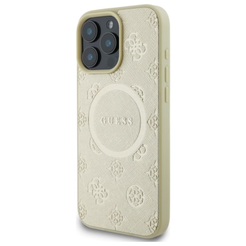 Guess Saffiano Peony Classic Logo MagSafe - Case for iPhone 16 Pro Max (gold) 2