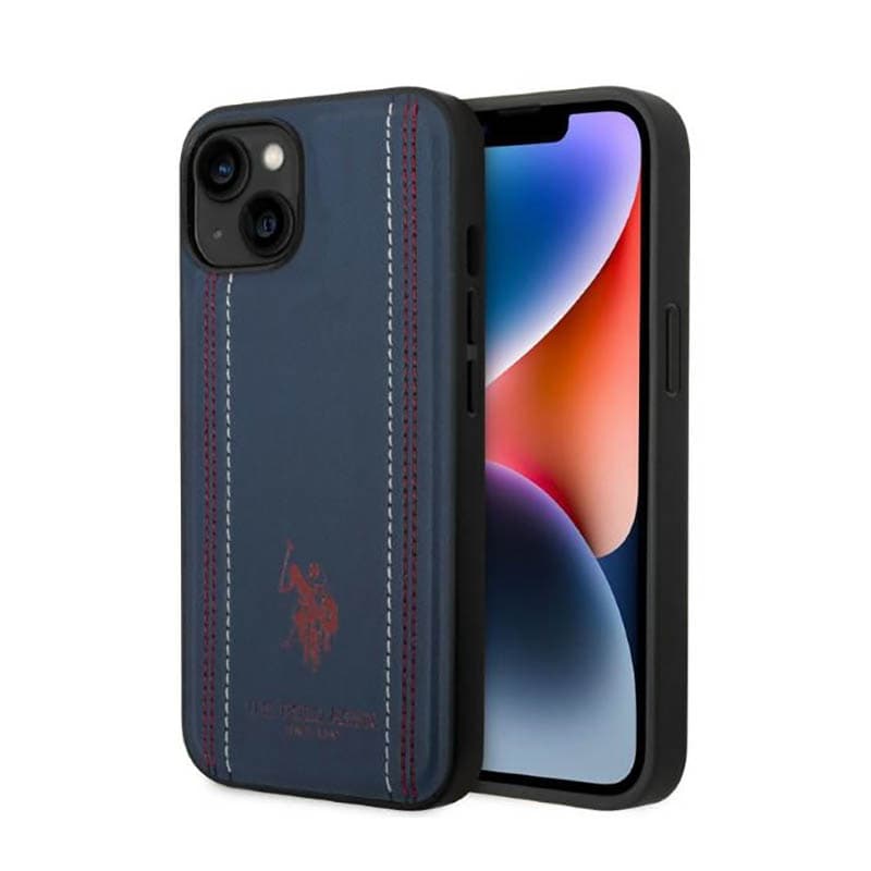 US Polo Assn Leather Stitch - Case for iPhone 14 Plus (Navy blue) 1
