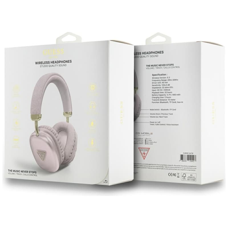 Guess Metallic Triangle Logo - Wireless Over-Ear Headphones Bluetooth V5.3 (pink) 4
