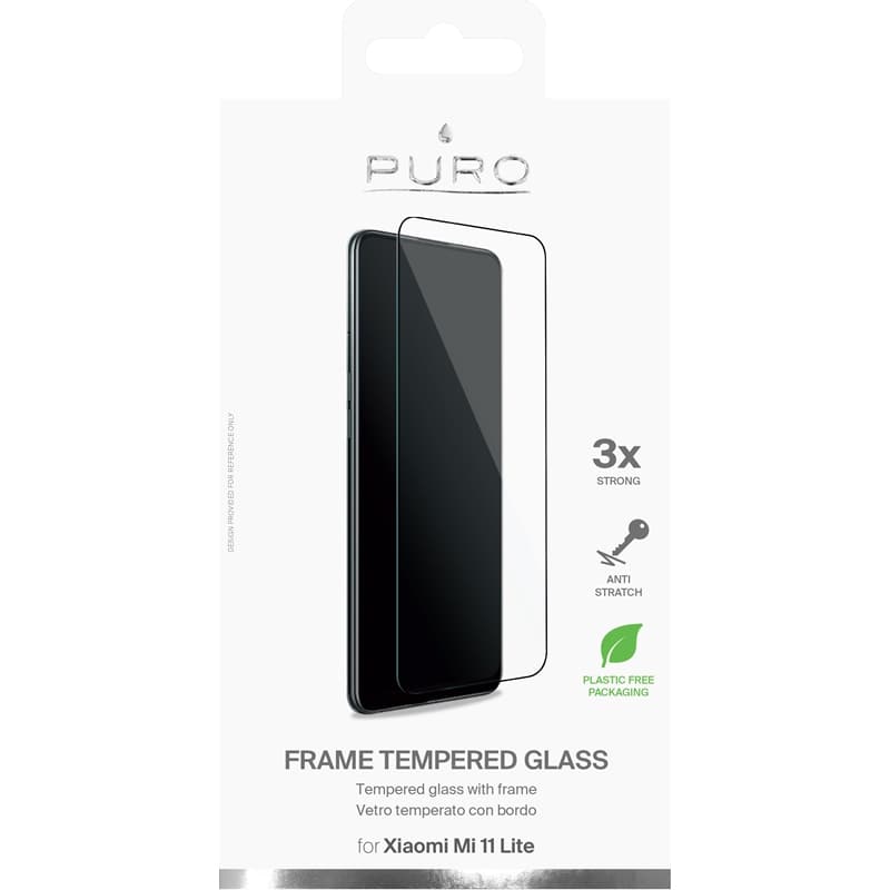 PURO Frame Tempered Glass - Xiaomi Mi 11 LITE Tempered Glass Protective Glass (Black Frame) 3