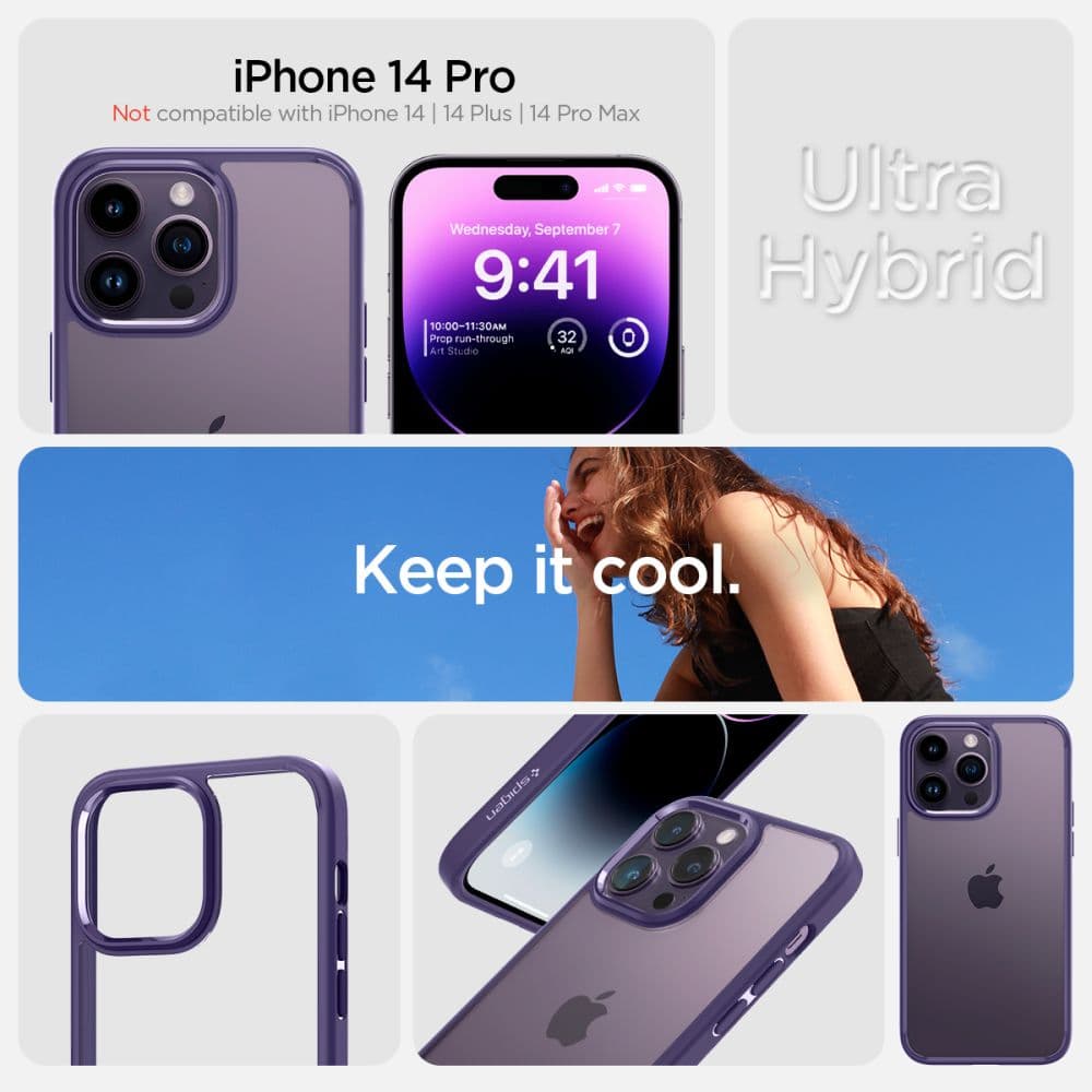 Spigen Ultra Hybrid - Case for iPhone 14 Pro (Purple) 8