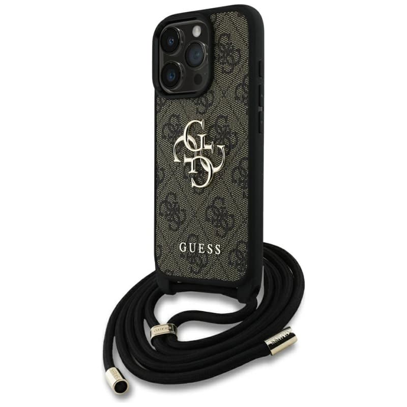 Guess 4G Big Logo Cord Strap Crossbody - Case for iPhone 16 Pro (brown) 1
