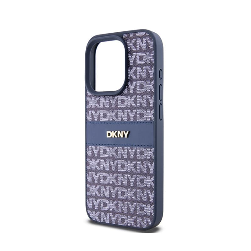 DKNY Leather Mono Stripe & Metal Logo - Case for iPhone 15 Pro (blue) 6