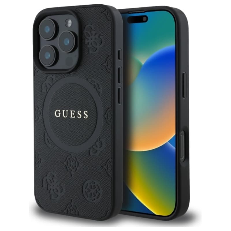 Guess Saffiano Peony Classic Logo MagSafe - Case for iPhone 16 Pro Max (black)