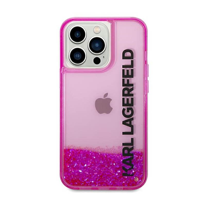 Karl Lagerfeld Liquid Glitter Translucent Elongated Logo Case - Case for iPhone 14 Pro Max (Pink) 3