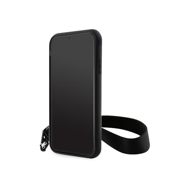 Karl Lagerfeld Monogram Losange Saffiano - Case with lanyard for iPhone 11 (Black) 5