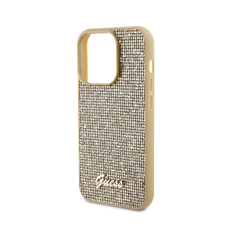 Guess Disco Metal Script - Case for iPhone 15 Pro (Gold) 6