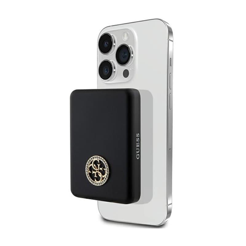 Guess 4G Strassed Metal Logo MagSafe - Power Bank inductive 3000 mAh 5W MagSafe (black) 1