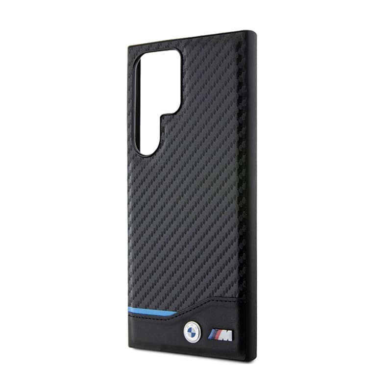 BMW Leather Carbon Blue Line - Case for Samsung Galaxy S24 Ultra (black) 5