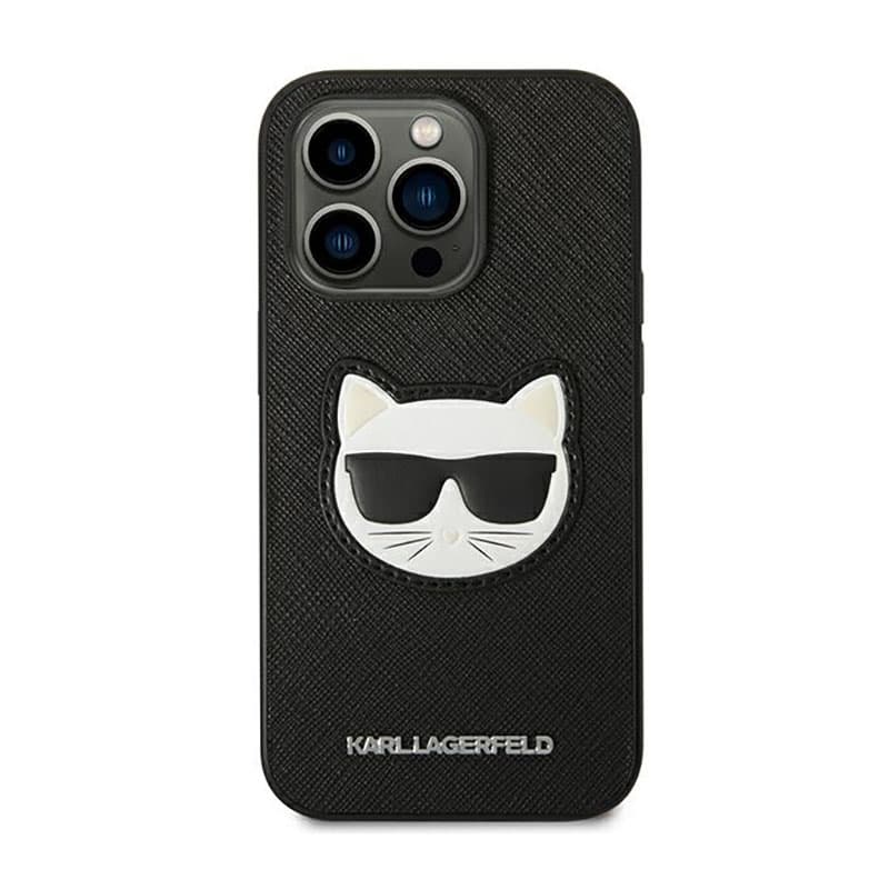Karl Lagerfeld Saffiano Choupette Head Patch Case - Case for iPhone 14 Pro (Black) 3
