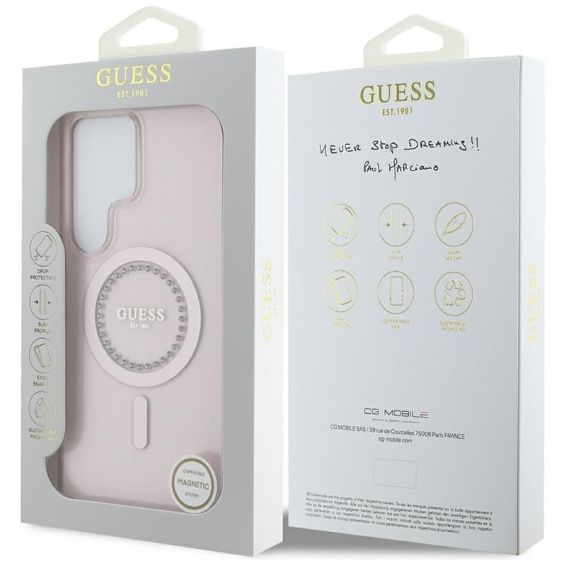 Guess Rhinestones Printed Classic Logo MagSafe - Case for Samsung Galaxy S25 Ultra (pink) 8