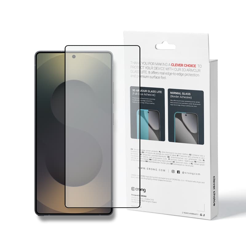 Crong 3D Armour Glass Lite - Full Glue Tempered Glass for Samsung Galaxy S25 Ultra 1