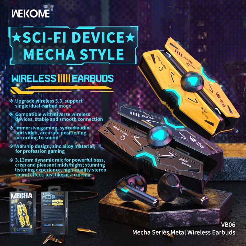 WEKOME VB06 Mecha Series - Bluetooth V5.3 TWS wireless headphones with charging case (Tarnish) 2