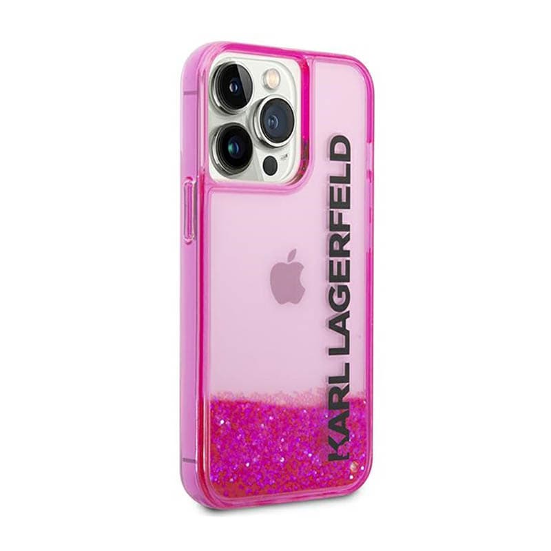 Karl Lagerfeld Liquid Glitter Translucent Elongated Logo Case - Case for iPhone 14 Pro Max (Pink) 4