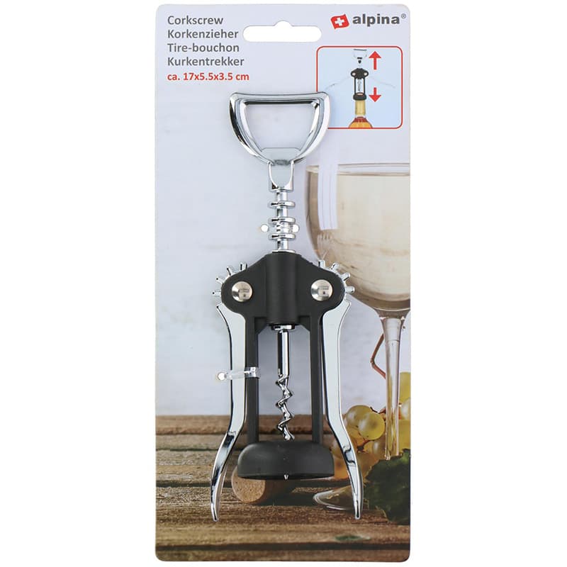 Alpina - Corkscrew / stainless steel wine opener 17 cm (black / silver) 2