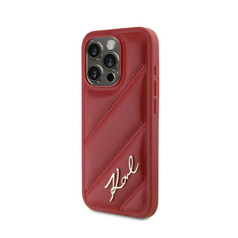 Karl Lagerfeld Diagonal Quilted Script - Case for iPhone 15 Pro Max (Red) 2