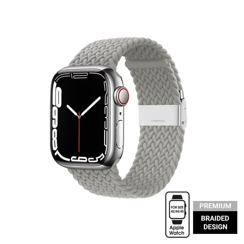 Crong Wave Band – Braided Apple Watch Band 44/45/46/49mm (Light Gray) 2