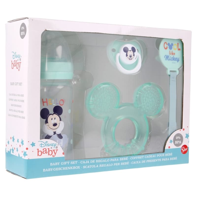 Mickey Mouse - Baby set (bottle with nipple 240ml, anatomical teat, teether, teether holder) (Cool) 2