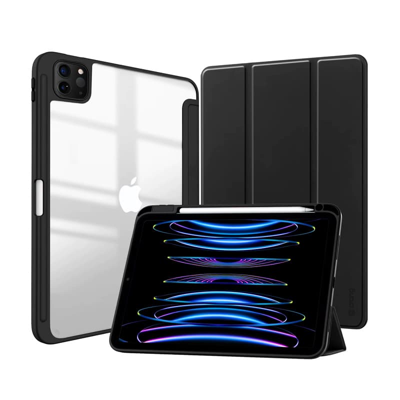Crong PrimeFolio – Case for iPad Air 11” (2026-2024) / iPad Air 10.9” (5th-4th gen.) / iPad Pro 11" (2022-2021) (Black/Clear)