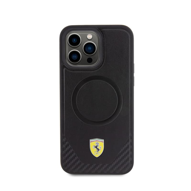 Ferrari Carbon Metal Logo MagSafe - Case for iPhone 15 Pro Max (Black) 3