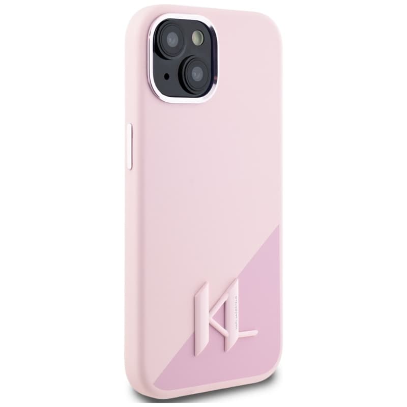 Karl Lagerfeld Silicone Shadow Metal Initial MagSafe - Case for iPhone 15 (pink) 4