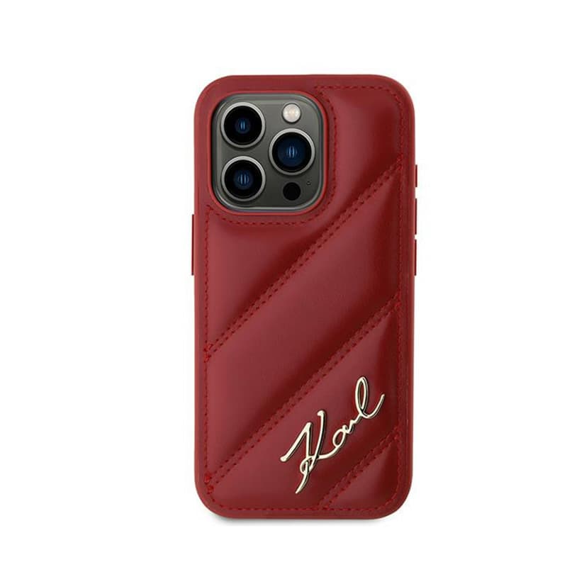 Karl Lagerfeld Diagonal Quilted Script - Case for iPhone 15 Pro Max (Red) 3
