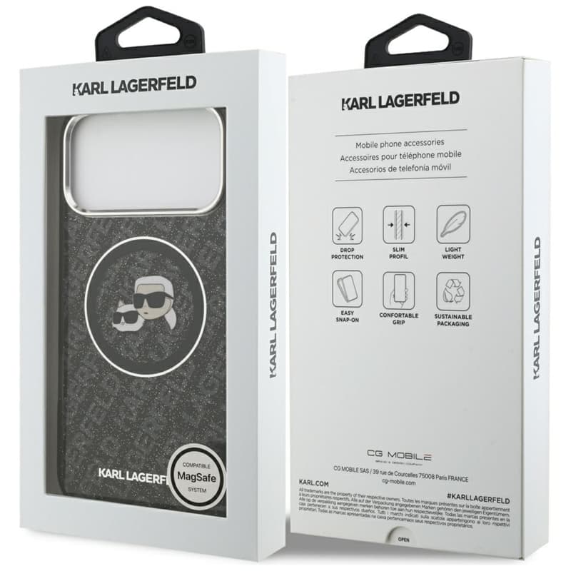 Karl Lagerfeld IML Glitter Karl & Choupette Heads Logo MagSafe - Case for iPhone 17 Pro Max (black) 8