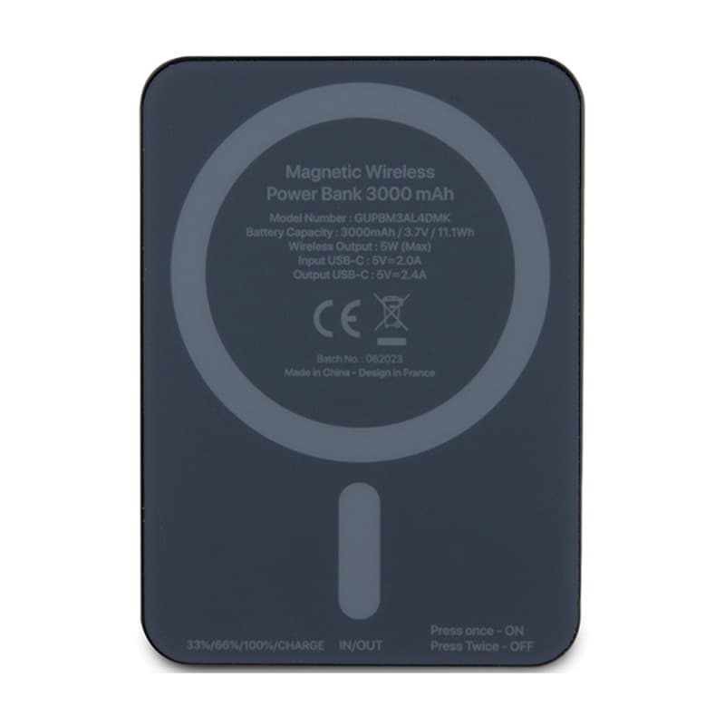 Guess 4G Strassed Metal Logo MagSafe - Power Bank inductive 3000 mAh 5W MagSafe (black) 3