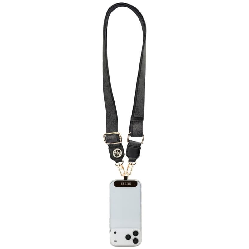 Guess Universal Crossbody Strap 4G Tether Patch Strass Metal Logo - Universal Phone Strap / Lanyard (Black) 4