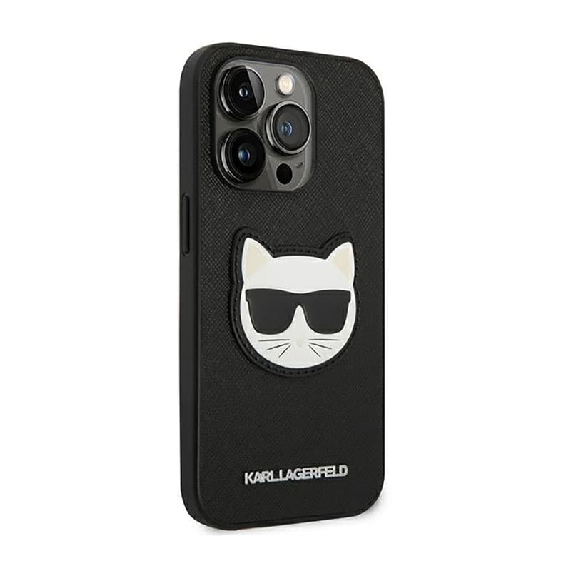 Karl Lagerfeld Saffiano Choupette Head Patch Case - Case for iPhone 14 Pro (Black) 4