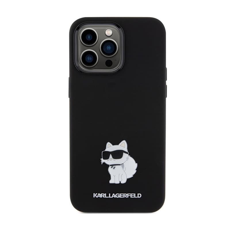 Karl Lagerfeld Silicone Choupette Metal Pin - iPhone 15 Pro Max Case (Black) 3
