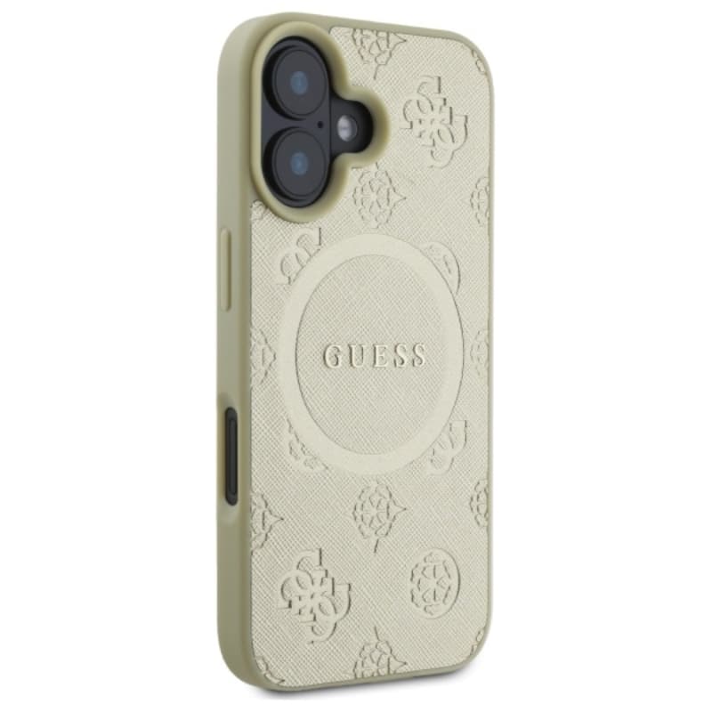 Guess Saffiano Peony Classic Logo MagSafe - Case for iPhone 16 (gold) 4
