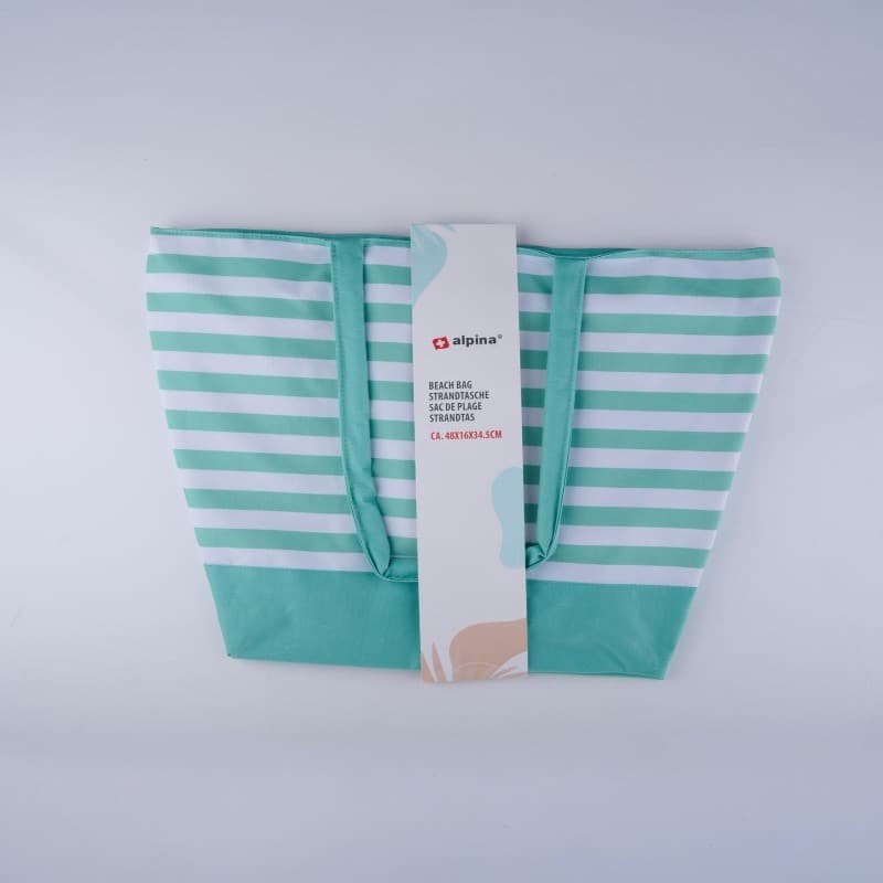 Alpina - Striped Beach Bag 49.3x16x34 cm (Turquoise / White) 2