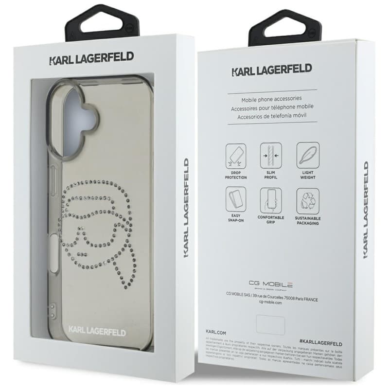 Karl Lagerfeld IML Rhinestones Karl Head - Case for iPhone 16 (black) 8
