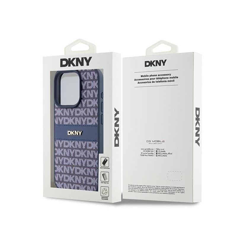 DKNY Leather Mono Stripe & Metal Logo - Case for iPhone 15 Pro (blue) 8