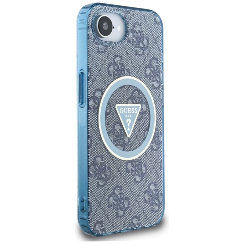 Guess IML Metal Glitter 4G Circle Triangle MagSafe - Case for iPhone 16e (blue) 4