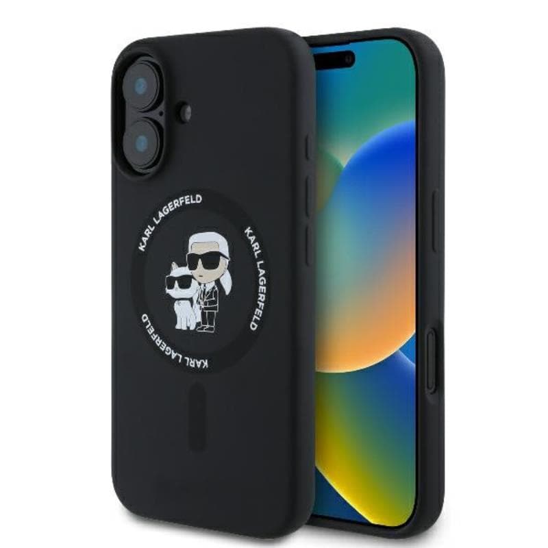 Karl Lagerfeld Silicone Karl & Choupette Ring MagSafe - Case for iPhone 16 Plus (black)