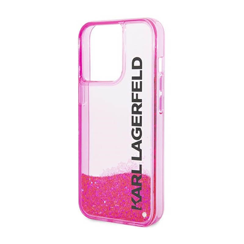 Karl Lagerfeld Liquid Glitter Translucent Elongated Logo Case - Case for iPhone 14 Pro Max (Pink) 6