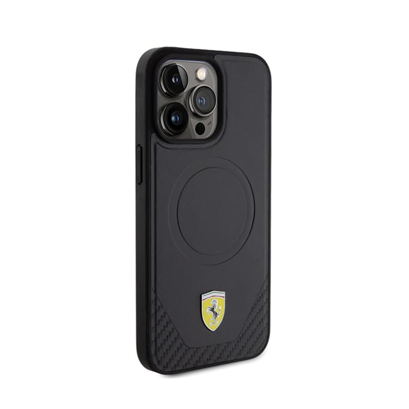 Ferrari Carbon Metal Logo MagSafe - Case for iPhone 15 Pro Max (Black) 4