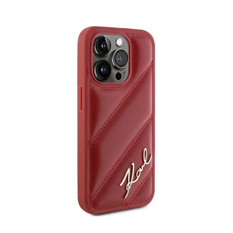 Karl Lagerfeld Diagonal Quilted Script - Case for iPhone 15 Pro Max (Red) 4