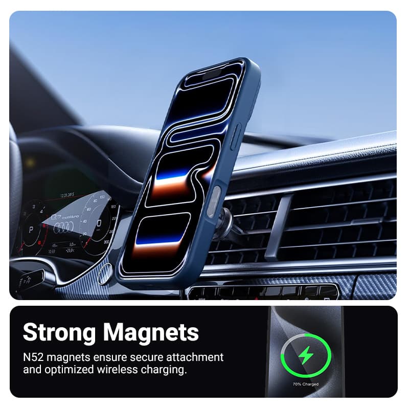 Crong Hybrid Matte Magnetic - MagSafe iPhone 17 Pro Case (Navy Blue) 3